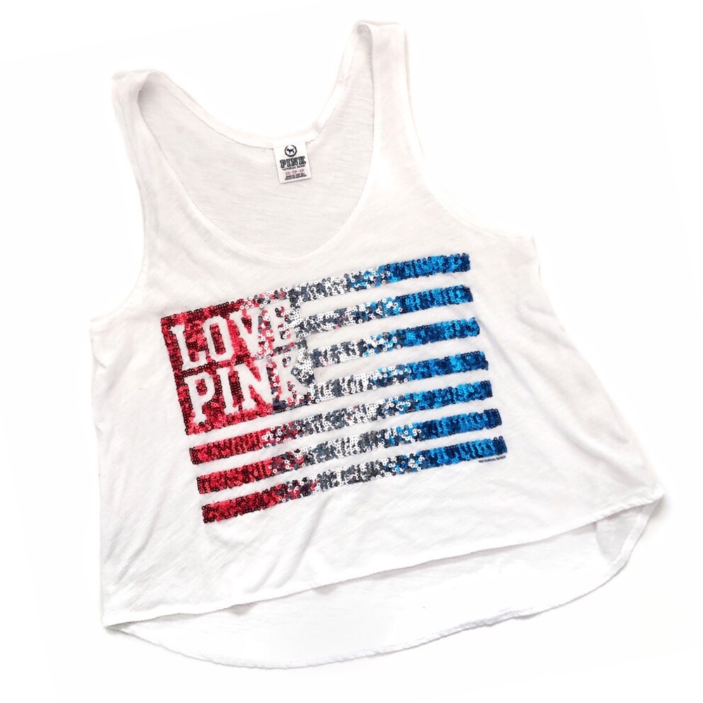 Victoria’s Secret PINK Sequin Flag Tank Top • XS